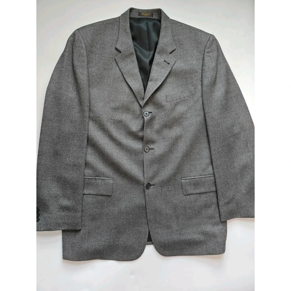 Roberto Villini Mens Wool Sports Coat 42L Gray Speckle 3 Button Blazer E606